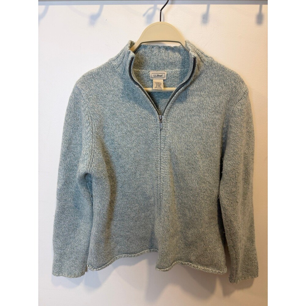 LL Bean Lambs Wool Angora Blend Zip Up Sweater